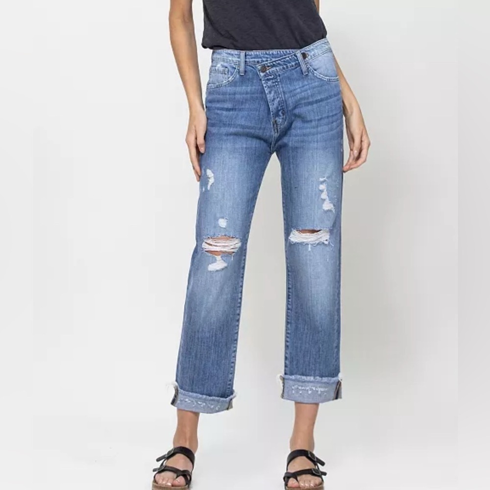 FLYING MONKEY
Women's Criss Cross Vintage-Like Boyfriend Jeans  size 25